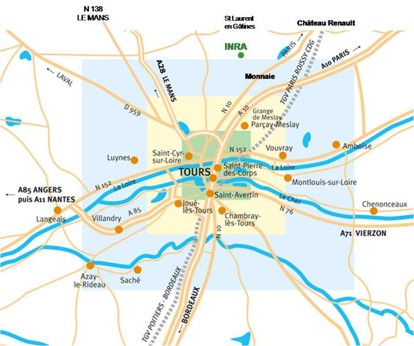 Plan d'accès au Centre Inra Val de Loire - Site de Tours